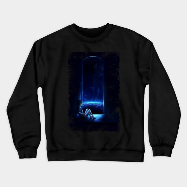 astronomy, outer space, solar system, galaxy, sky, colorful, moon, sci fi, science fiction, funny, cool, flouting, astronaut, humor, stars, planets, space, science, star, funny space, space travel, science funny Crewneck Sweatshirt by Osmin-Laura